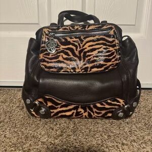 Brighton Black and Brown Animal Print Backpack